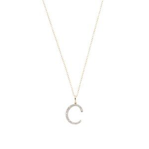 DIAMOND GUILD Gold/C Made In India 14kt Gold Diamond Initial Pendant Necklace